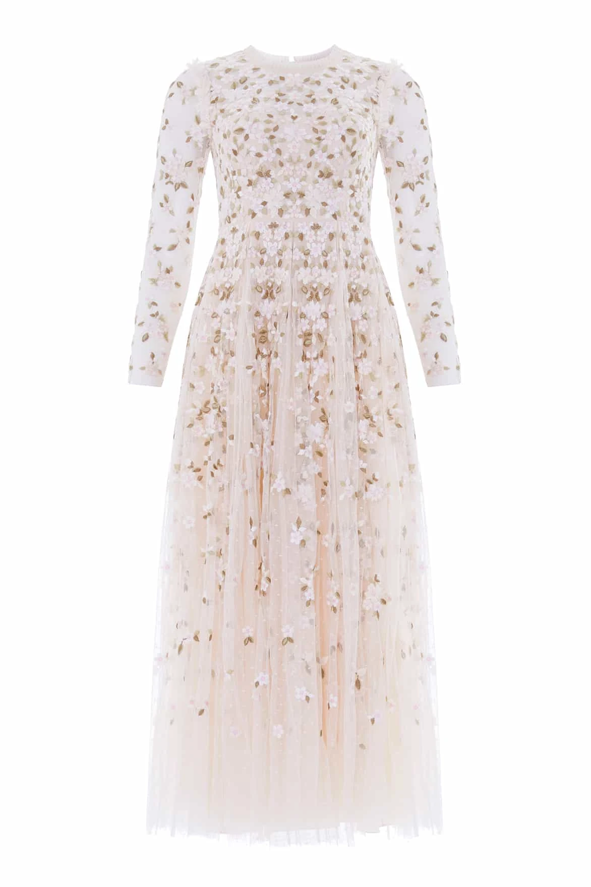 Needle and Thread Camellia Ditsy Ankle Gown in Cream/Multi