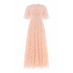 Needle and Thread Carmen Ruffle Ankle Gown in Apricot Blush