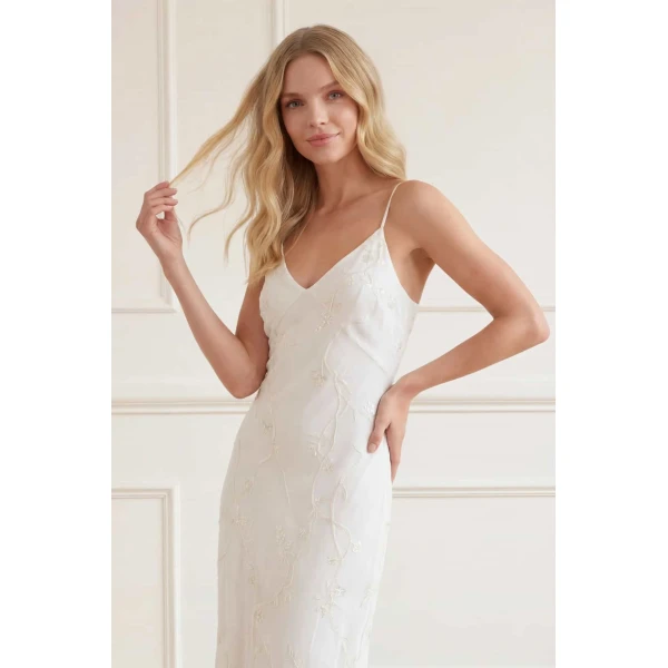 Needle and Thread Cherry Blossom Satin Cami Gown in Cream, view 3