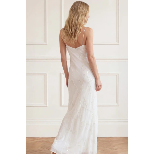 Needle and Thread Cherry Blossom Satin Cami Gown in Cream, view 4