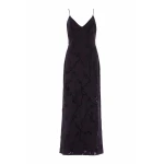 Needle and Thread Cherry Blossom Satin Cami Gown in Jet Black