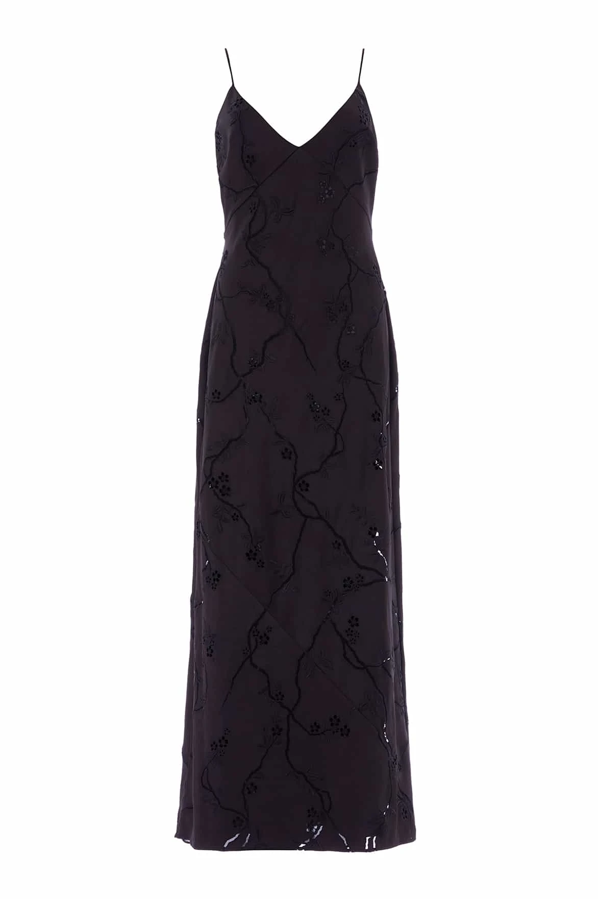 Needle and Thread Cherry Blossom Satin Cami Gown in Jet Black