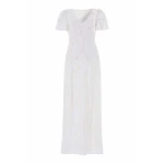Needle and Thread Cherry Blossom Satin Short Sleeve Gown in Cream
