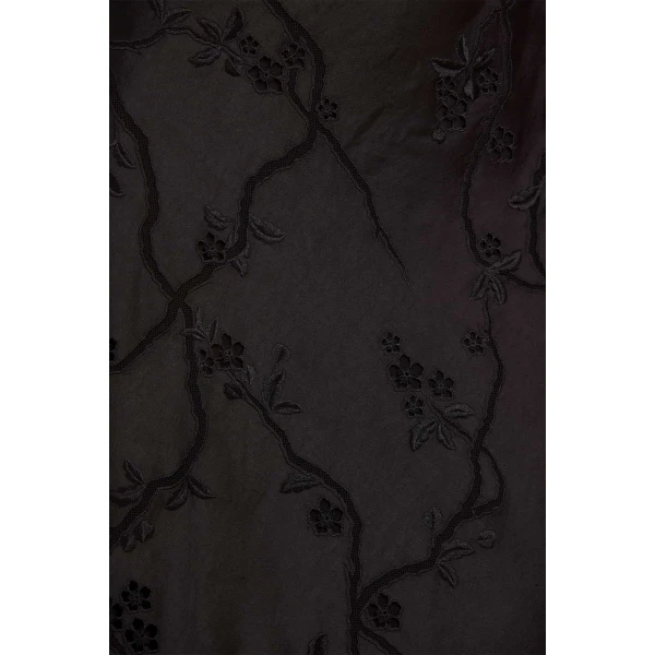 Needle and Thread Cherry Blossom Satin Short Sleeve Gown in Jet Black, view 4