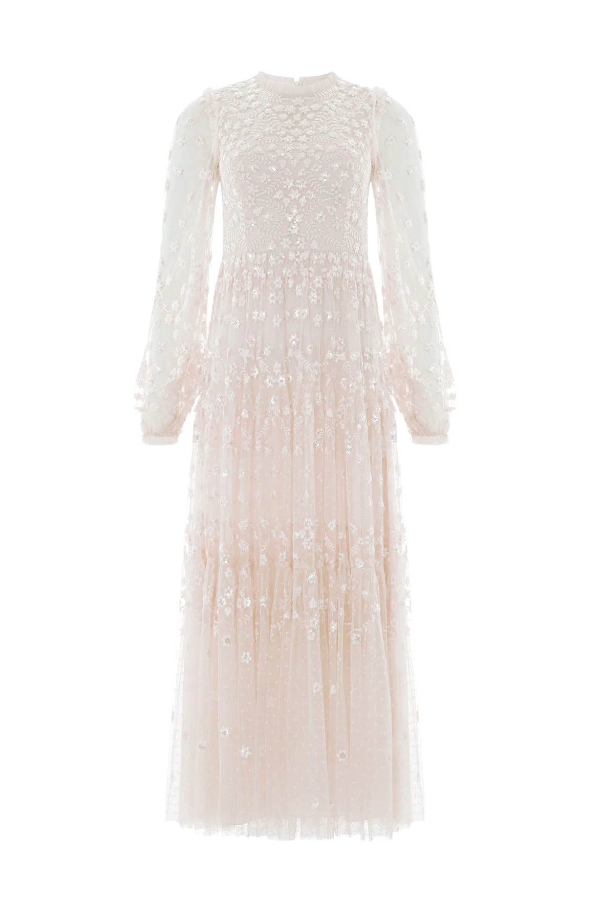Needle and Thread Clover Long Sleeve Ankle Gown in Cream