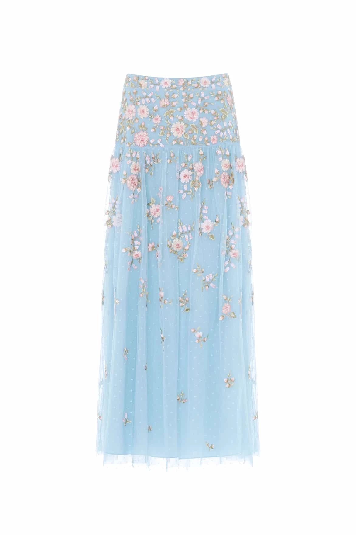 Needle and Thread Eden Rose Ankle Skirt in Aqua/Multi