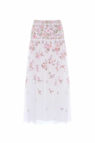 Needle & Thread Eden Rose Ankle Skirt in Swan White/Multi - Skirts - British Luxury Evening Wear at Luxury Shoes 