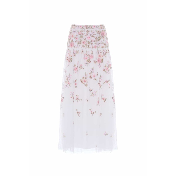 Needle & Thread Eden Rose Ankle Skirt in Swan White/Multi - Skirts - British Luxury Evening Wear at Luxury Shoes 