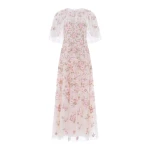 Needle and Thread Eden Rose Cape Ankle Gown in Cream/Multi
