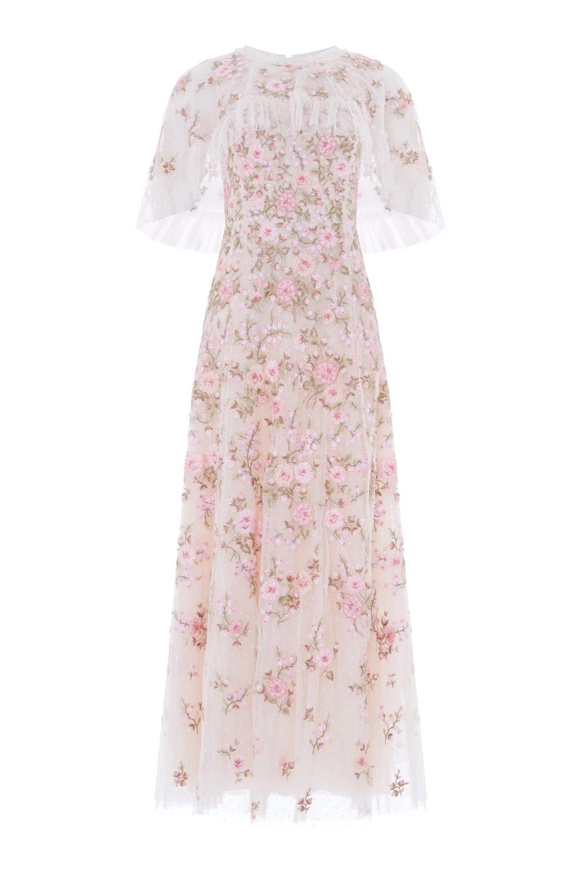 Needle and Thread Eden Rose Cape Ankle Gown in Cream/Multi
