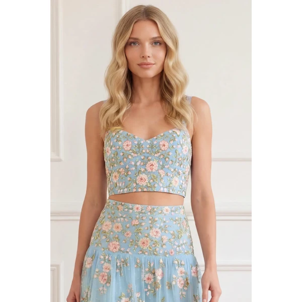 Needle and Thread Eden Rose Top in Aqua/Multi, view 3