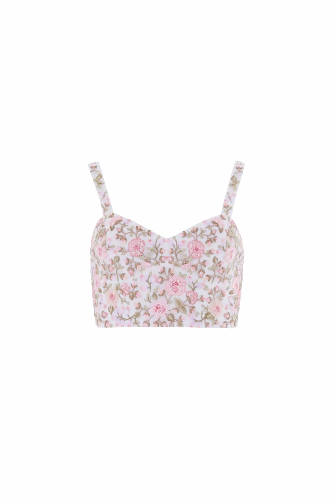 Needle & Thread Eden Rose Top in Swan White/Multi - Tops - British Luxury Evening Wear at Luxury Shoes 