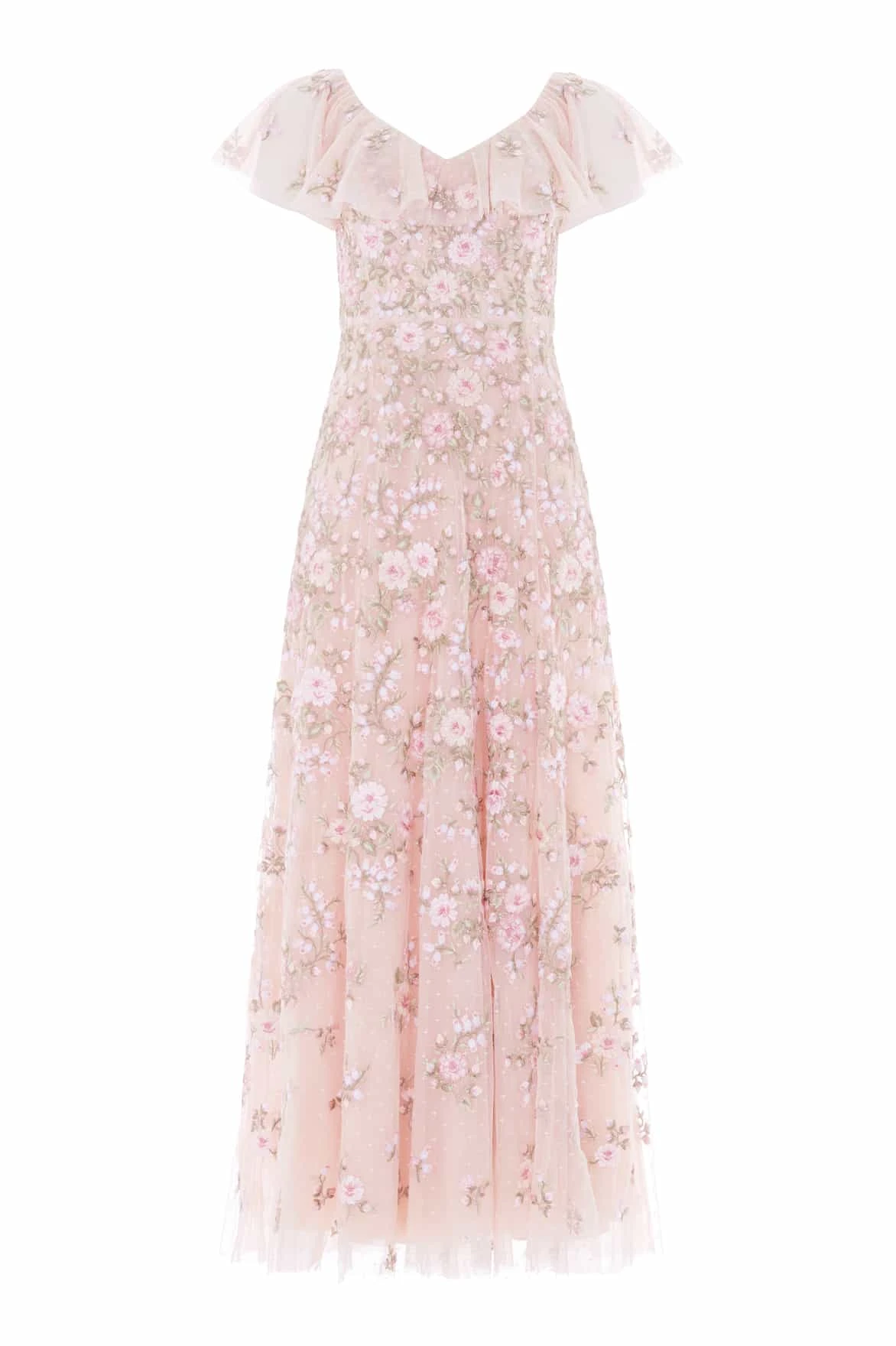 Needle and Thread Eden Rose V-Neck Ankle Gown in Opal/Multi