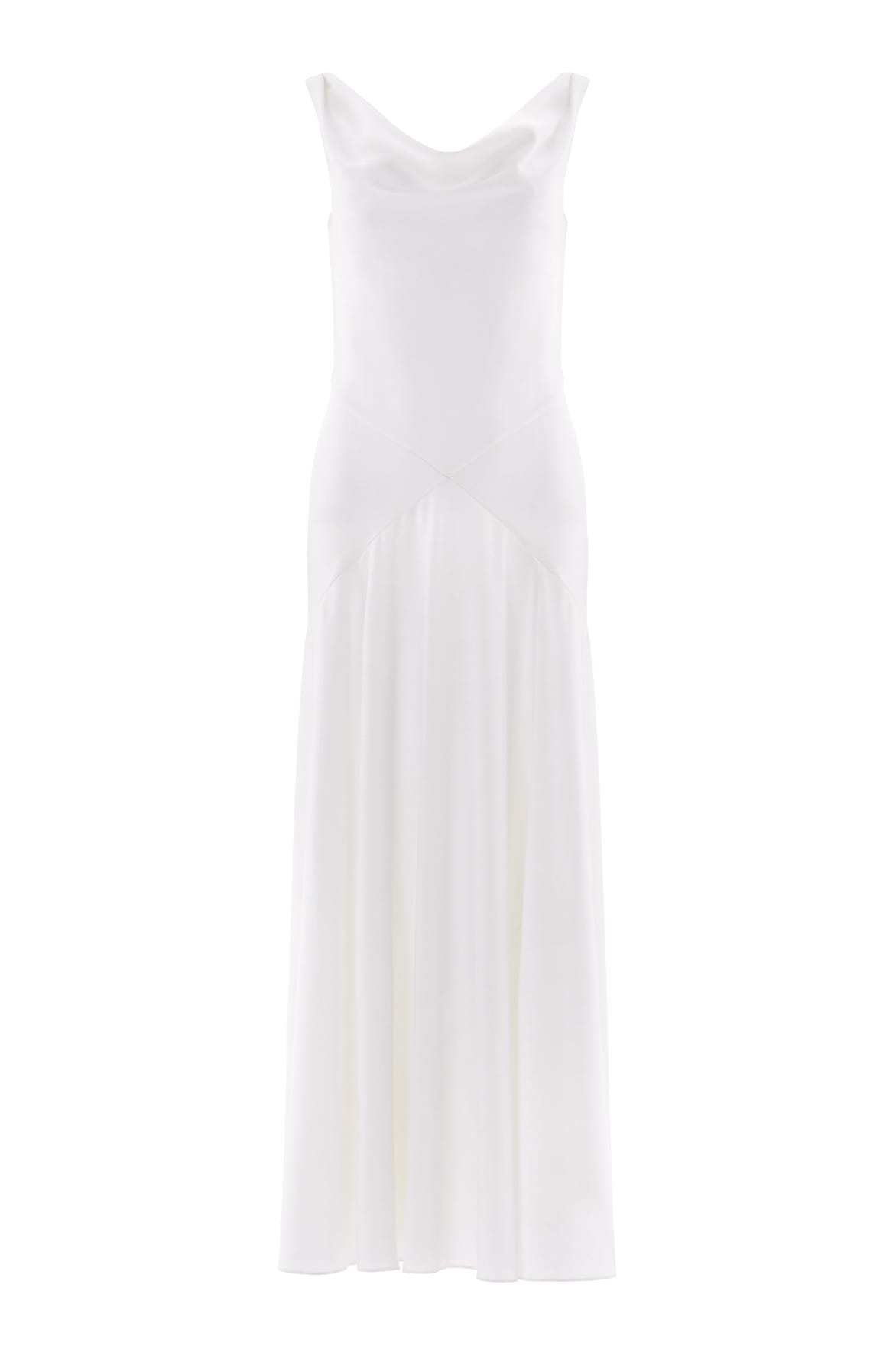 Needle & Thread Evangeline Satin Cowl Neck Gown in Chalk - Dresses - British Luxury Evening Wear at Luxury Shoes 