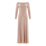 Needle and Thread Evangeline Satin Cowl Neck Long Sleeve Gown in Biscui