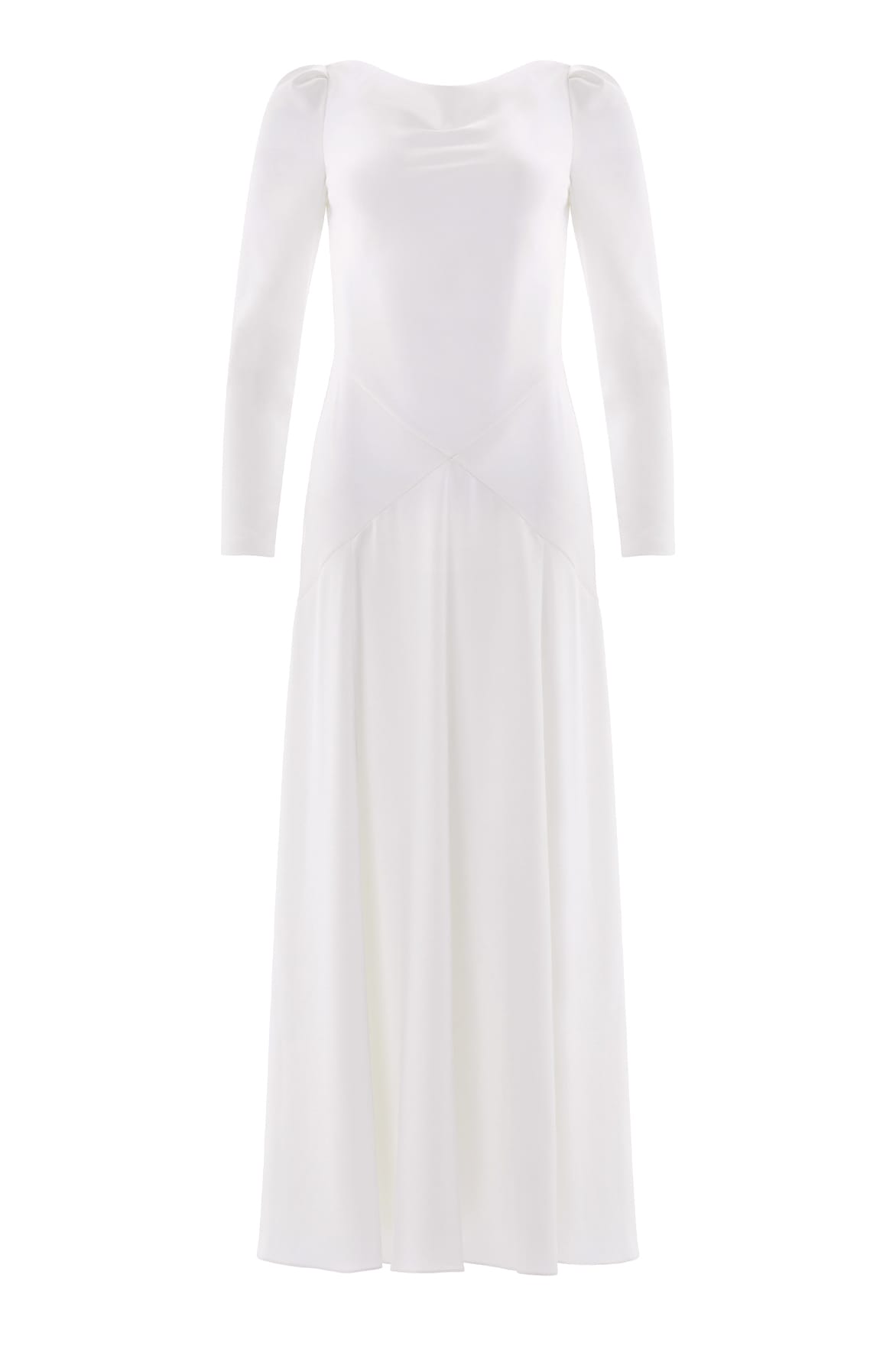 Needle & Thread Evangeline Satin Cowl Neck Long Sleeve Gown in Chalk - Dresses - British Luxury Evening Wear at Luxury Shoes 