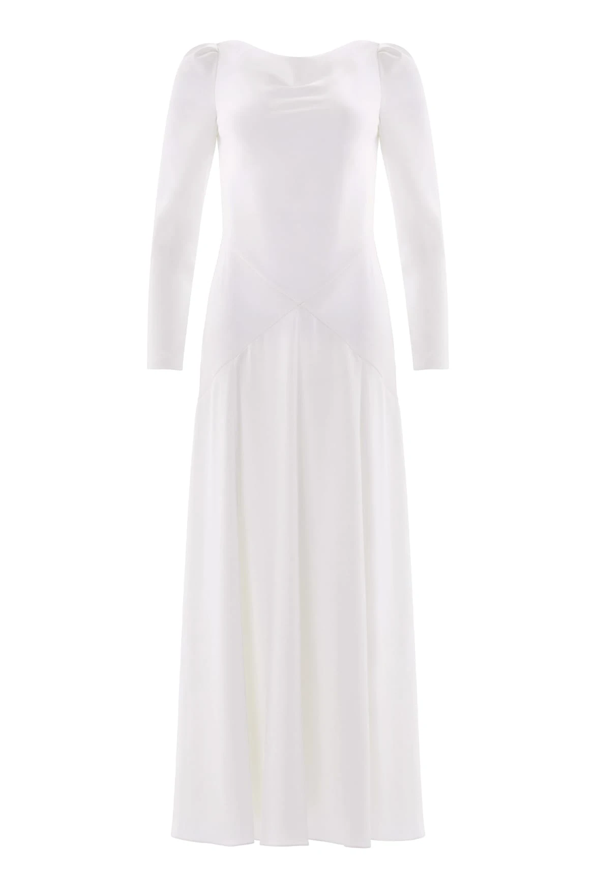 Needle and Thread Evangeline Satin Cowl Neck Long Sleeve Gown in Chalk
