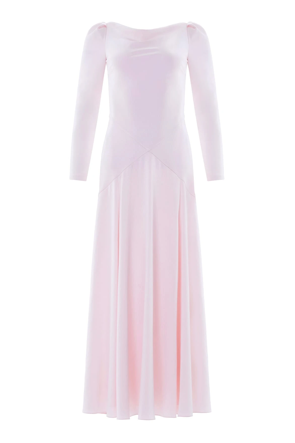 Needle and Thread Evangeline Satin Cowl Neck Long Sleeve Gown in Shell