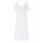 Needle and Thread Flora Ditsy Cotton Ankle Gown in Chalk