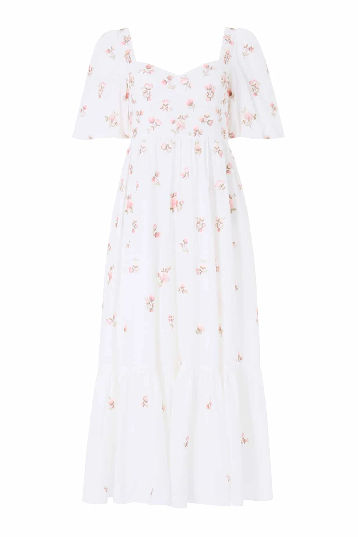 Needle and Thread Flora Ditsy Cotton Ankle Gown in Chalk