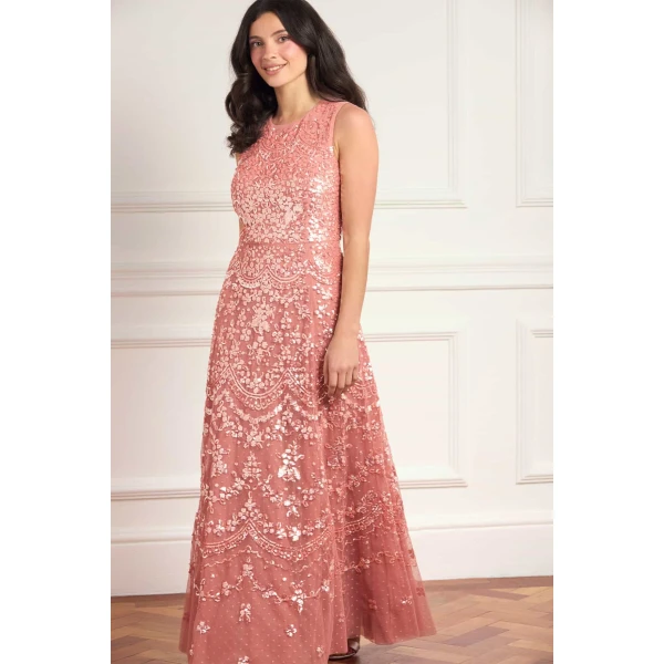 Needle and Thread Freya Cape Ankle Gown in Misty Rose, view 3