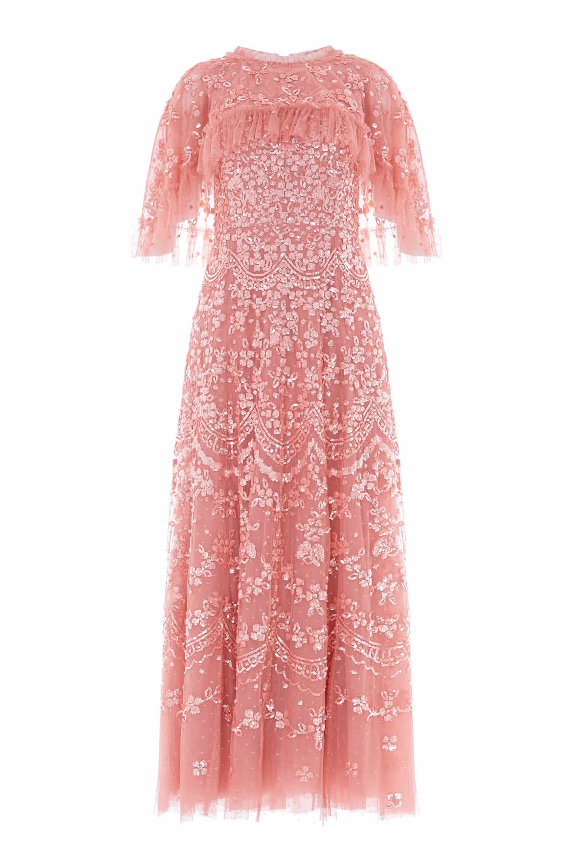Needle and Thread Freya Cape Ankle Gown in Misty Rose