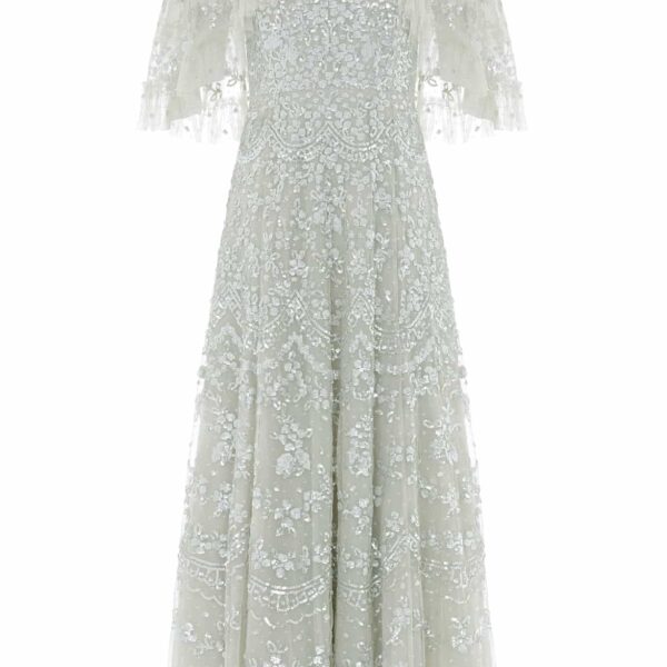 Needle and Thread Freya Cape Ankle Gown in Seafoam