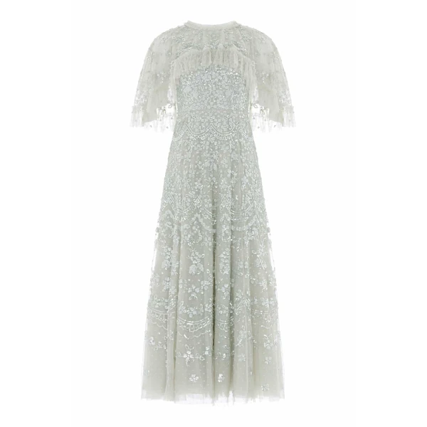 Needle & Thread Freya Cape Ankle Gown in Seafoam - Dresses - British Luxury Evening Wear at Luxury Shoes 