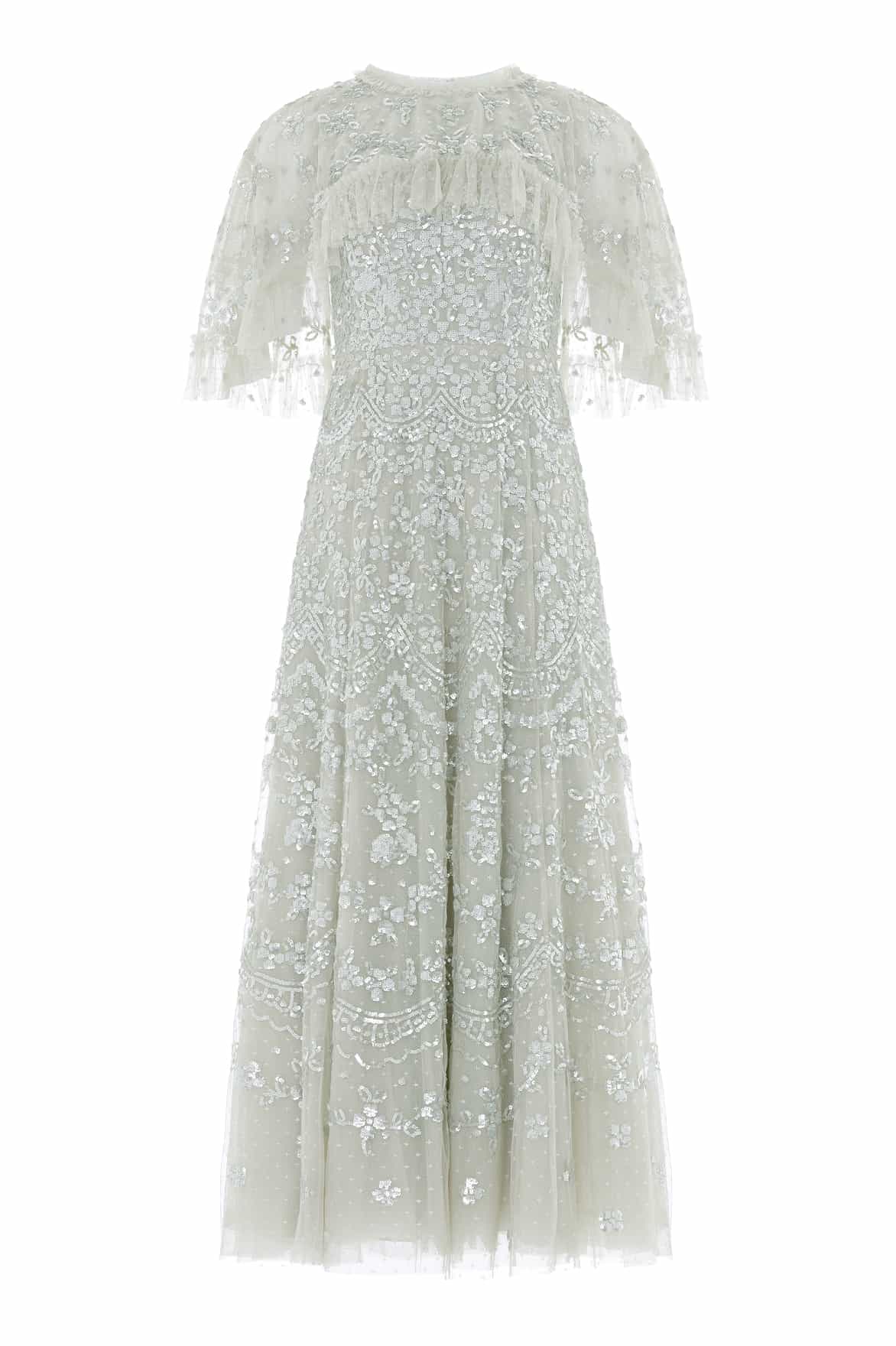 Needle & Thread Freya Cape Ankle Gown in Seafoam - Dresses - British Luxury Evening Wear at Luxury Shoes 