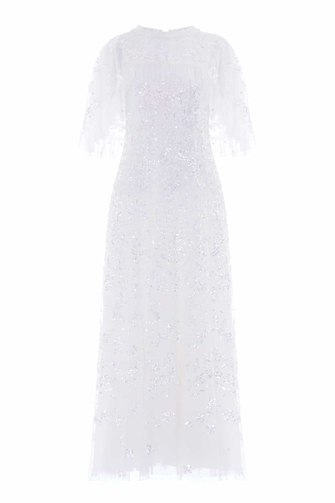 Needle & Thread Freya Cape Ankle Gown in Swan White - Dresses - British Luxury Evening Wear at Luxury Shoes 