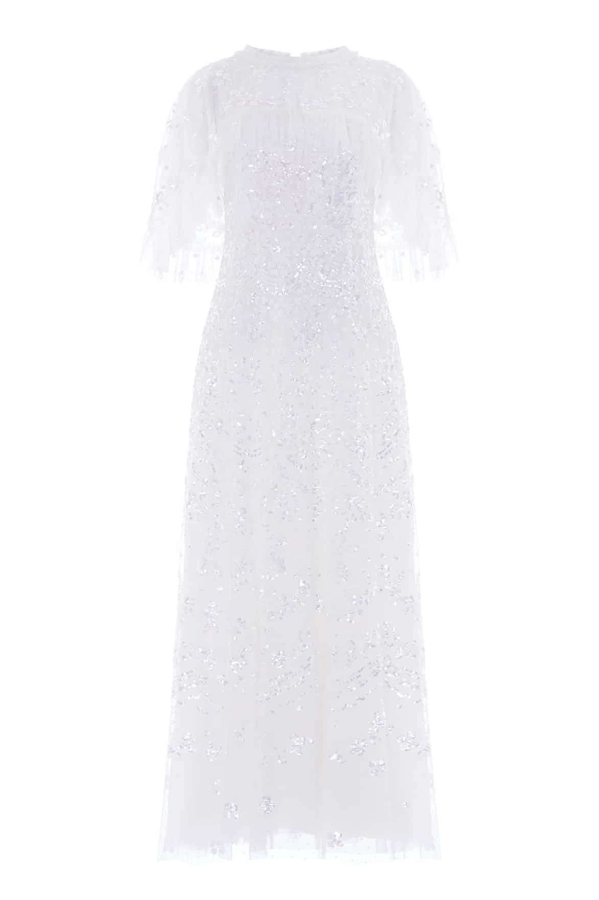 Needle and Thread Freya Cape Ankle Gown in Swan White