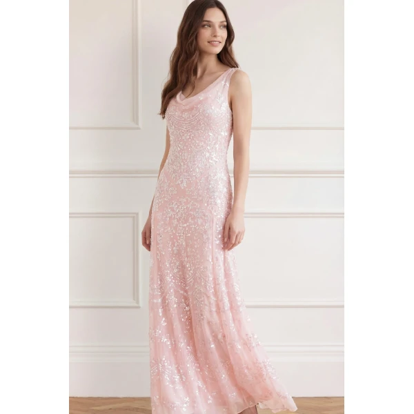 Needle and Thread Freya Georgette Gown in Shell, view 2