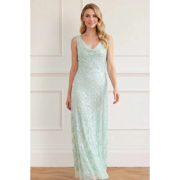 Needle and Thread Freya Georgette Gown in Soft Mint, view 2