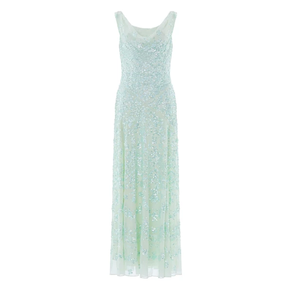 Needle and Thread Freya Georgette Gown in Soft Mint