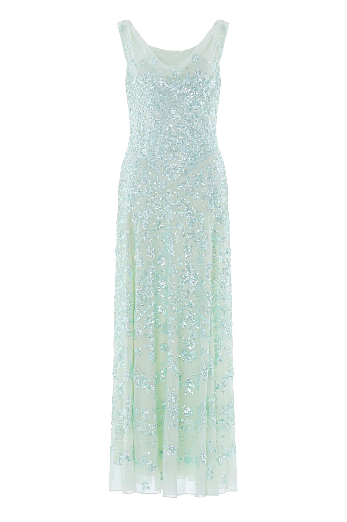Needle & Thread Freya Georgette Gown in Soft Mint - Dresses - British Luxury Evening Wear at Luxury Shoes 