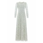 Needle & Thread Freya Long Sleeve Gown in Seafoam - Dresses - British Luxury Evening Wear at Luxury Shoes Needle and Thread Freya Long Sleeve Gown in Seafoam