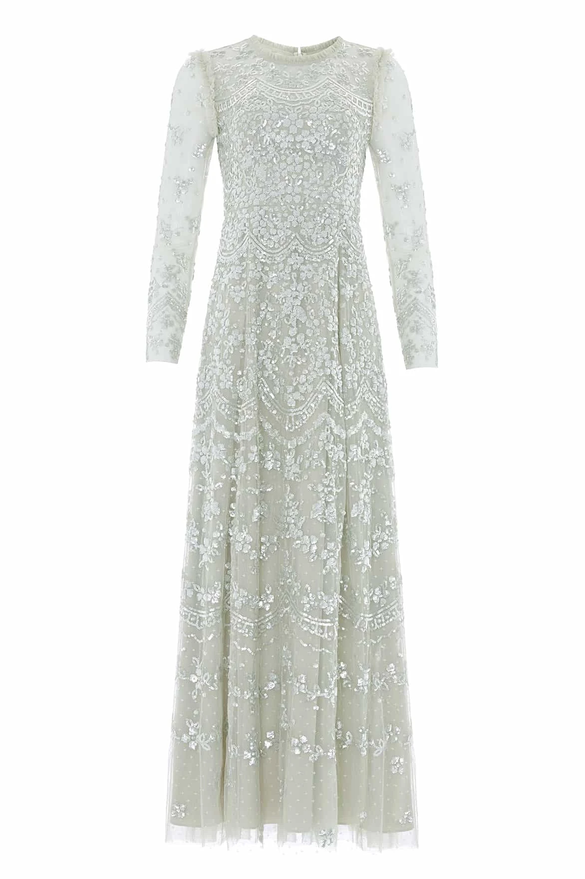 Needle and Thread Freya Long Sleeve Gown in Seafoam