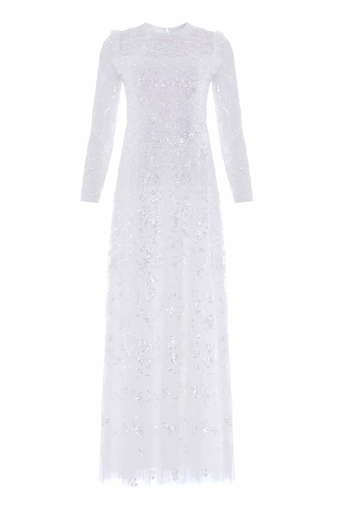 Needle and Thread Freya Long Sleeve Gown in Swan White