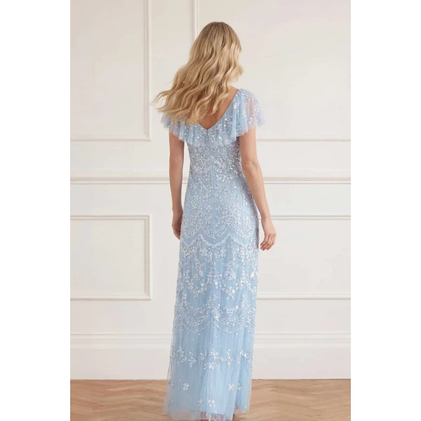 Needle and Thread Freya V-Neck Gown in Aqua, view 5