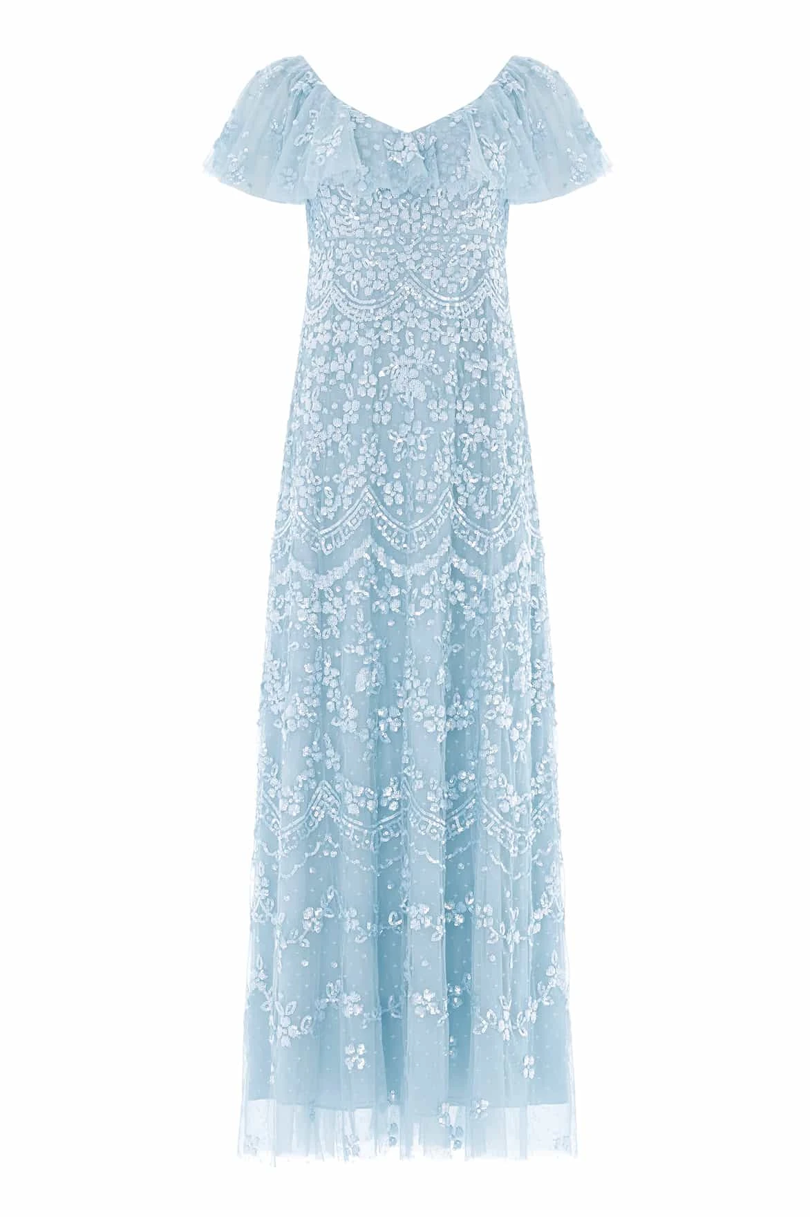Needle and Thread Freya V-Neck Gown in Aqua