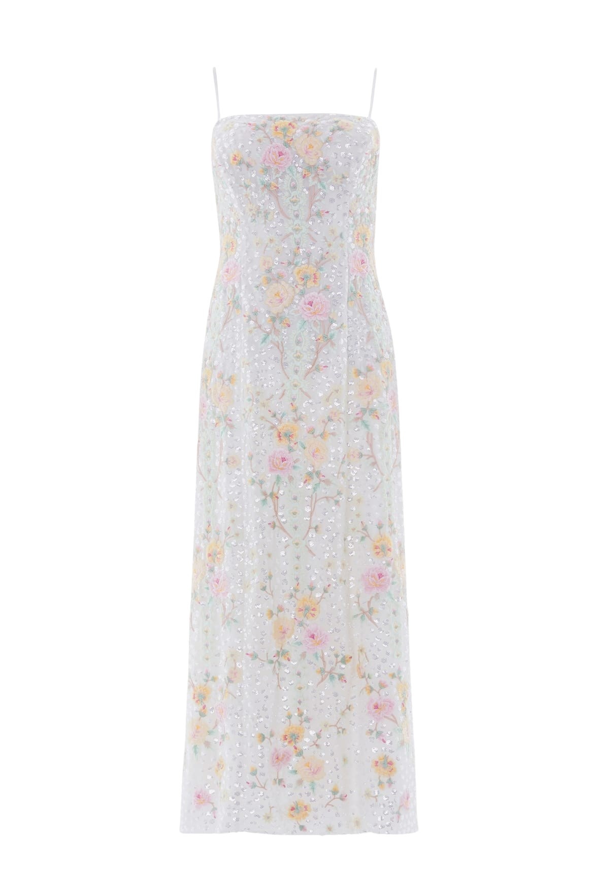 Needle & Thread Garden Rose Dot Cami Ankle Gown in Swan White/Pastel - Dresses - British Luxury Evening Wear at Luxury Shoes 