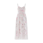 Needle and Thread Garden Rose Linen Blend Sleeveless Ankle Gown in Swan White/Bright