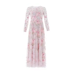 Needle and Thread Garden Rose Long Sleeve Ankle Gown in Shell/Bright