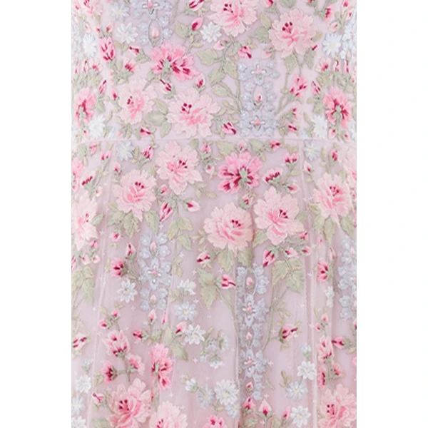 Needle and Thread Garden Rose Long Sleeve Ankle Gown in Shell/Bright, view 4