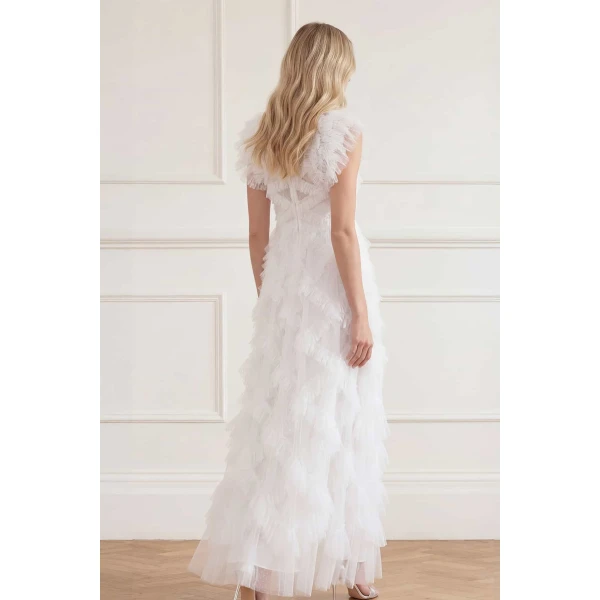 Needle and Thread Genevieve Ruffle Gown in Swan White, view 5