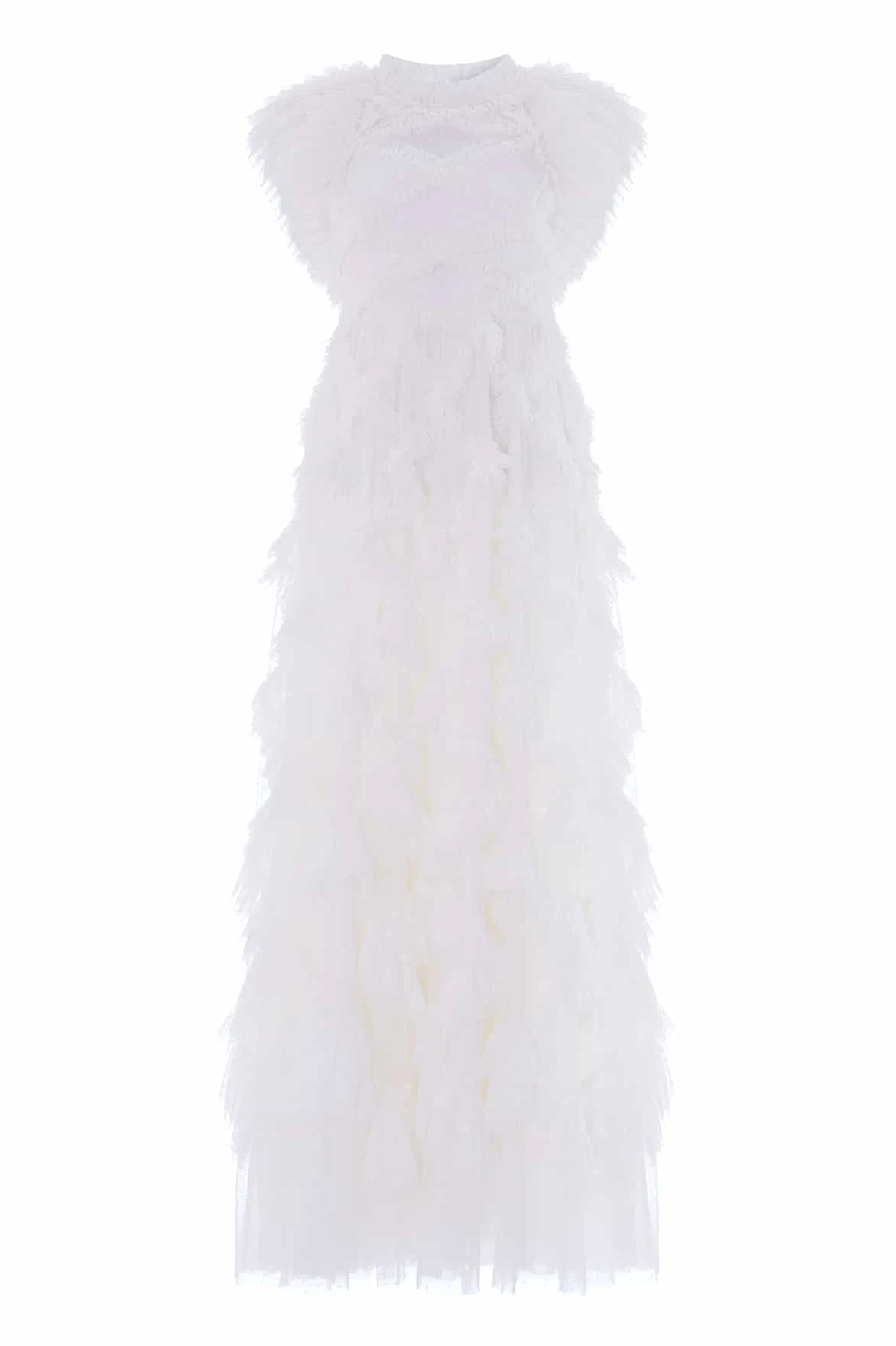 Needle and Thread Genevieve Ruffle Gown in Swan White