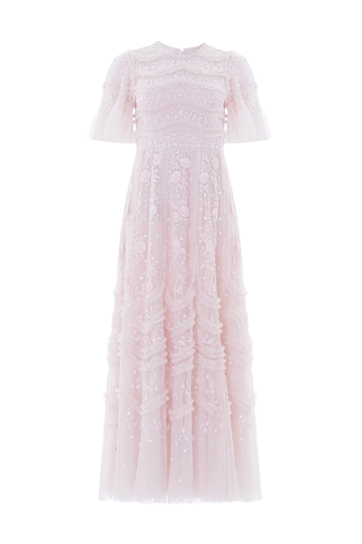 Needle-Thread-Gianna-Ruffle-Short-Sleeve-Ankle-Gown-in-Shell-Coveti90605_nobg Needle and Thread Gianna Ruffle Short Sleeve Ankle Gown in Shell