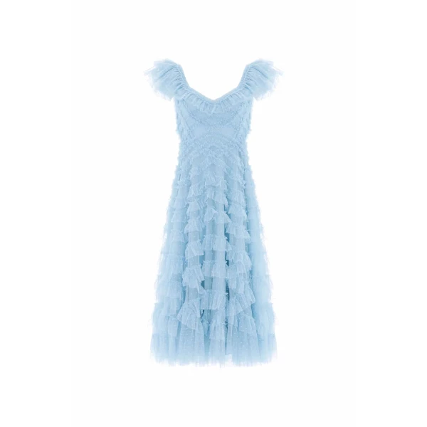 Needle & Thread Lola Backless Ballerina Dress in Aqua - Dresses - British Luxury Evening Wear at Luxury Shoes 