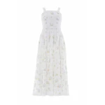 Needle and Thread Magnolia Ditsy Sophia Bib Ankle Gown in White/Aqua