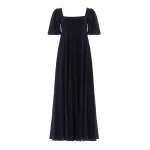 Needle and Thread Marisol Cotton Broderie Short Sleeve Ankle Gown in Jet Black